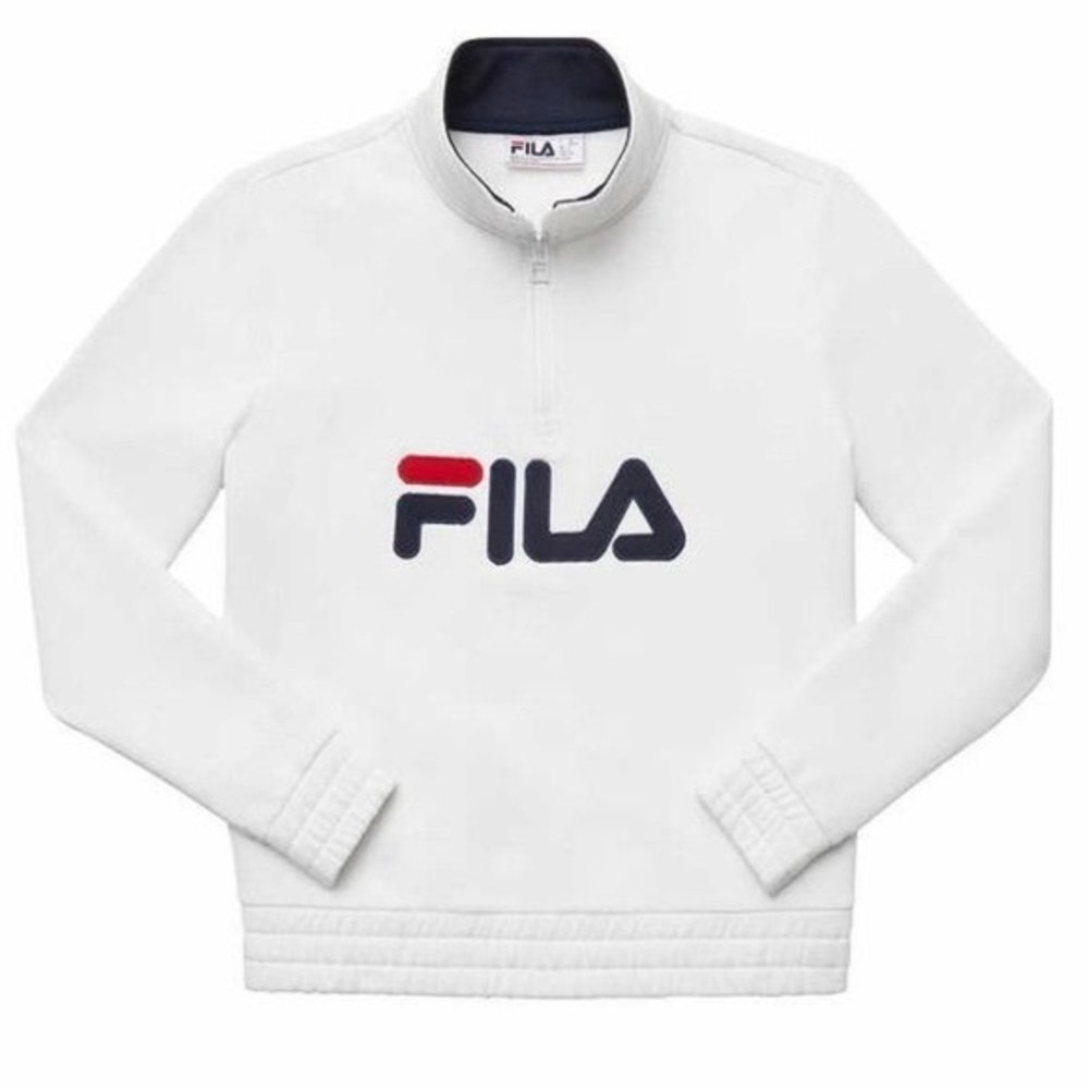 NWT FILA Quarter Zip Pullover Sweatshirt White